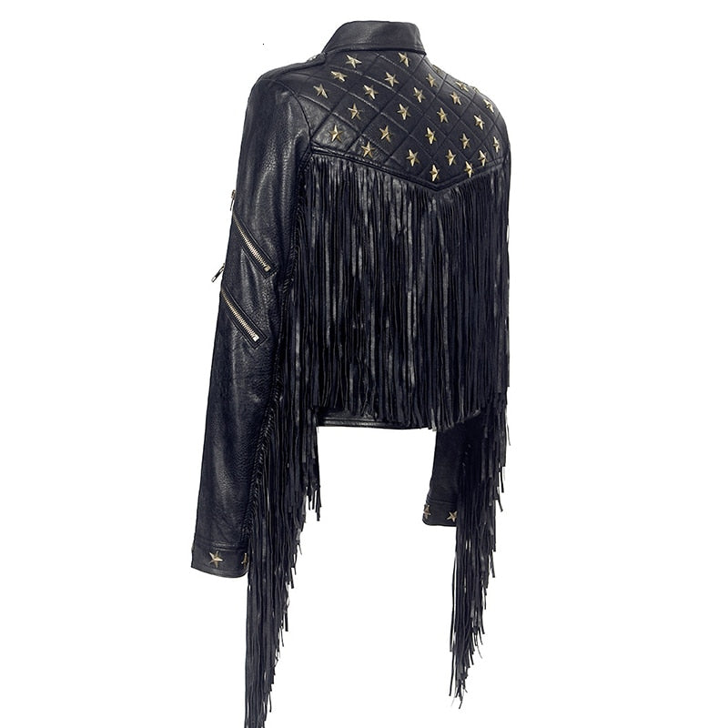 Tassel Faux Leather Jacket