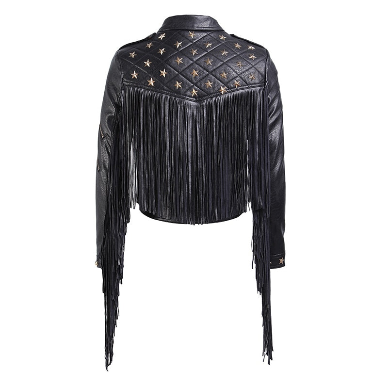 Tassel Faux Leather Jacket