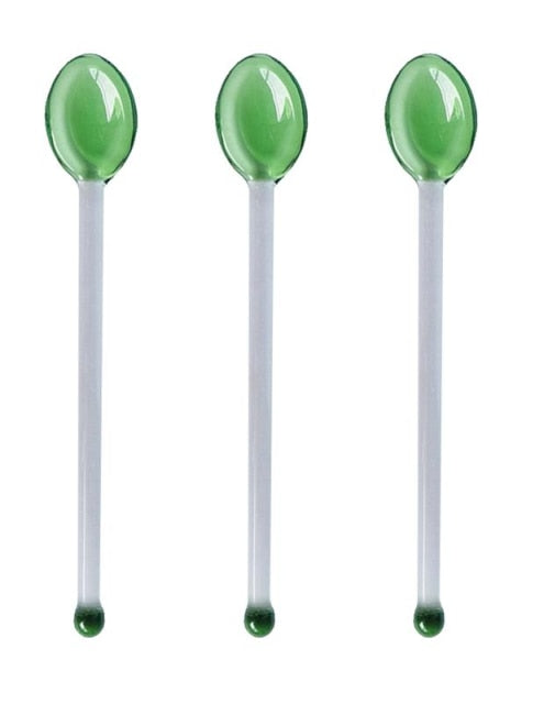 3Pcs Glass Spoons  Long Handle