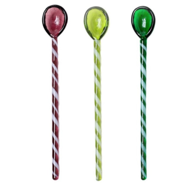 3Pcs Glass Spoons  Long Handle