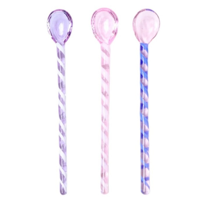 3Pcs Glass Spoons  Long Handle