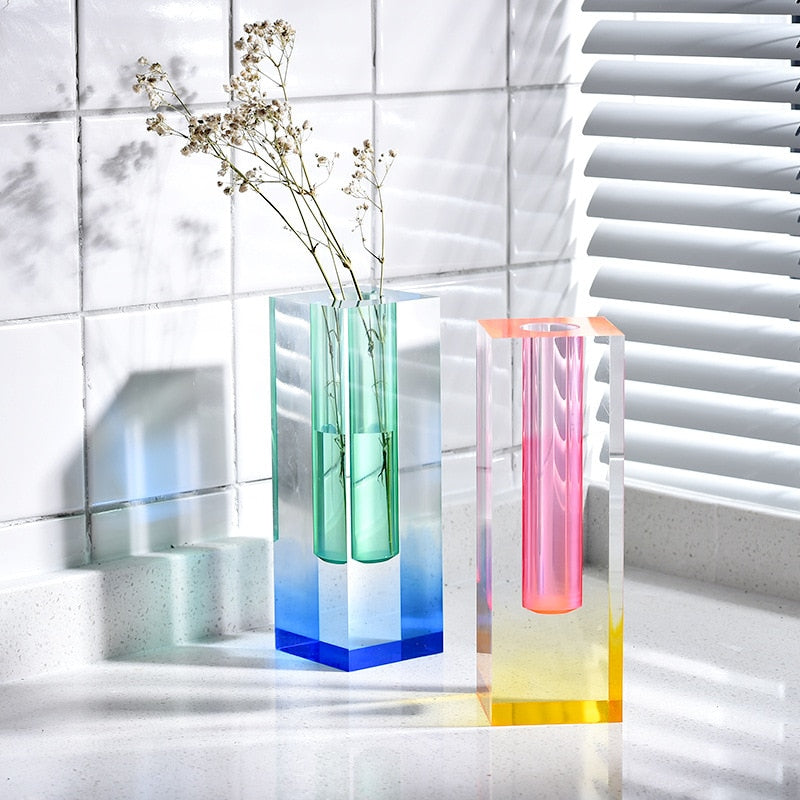 Rainbow Acrylic Glass Vase